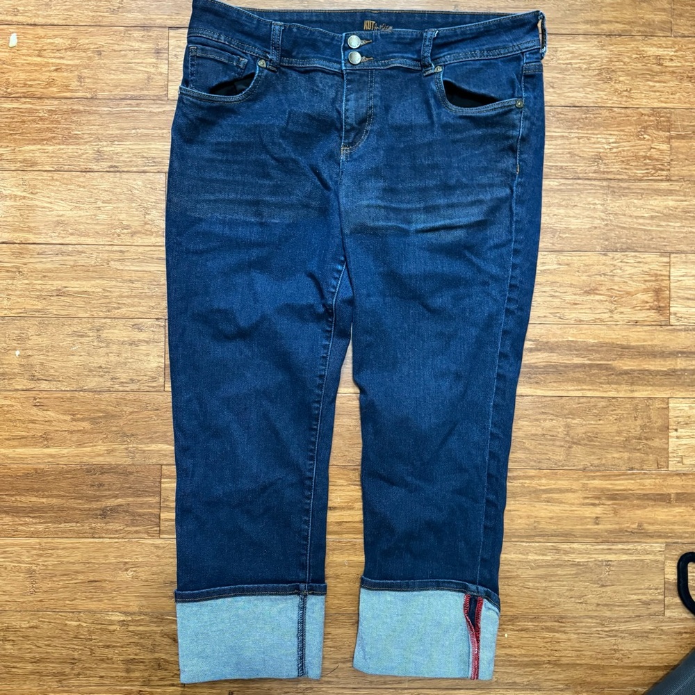 Kut from the Kloth Cameron Cuffed Dark Blue Ankle Jeans 14 - Picture 7 of 11